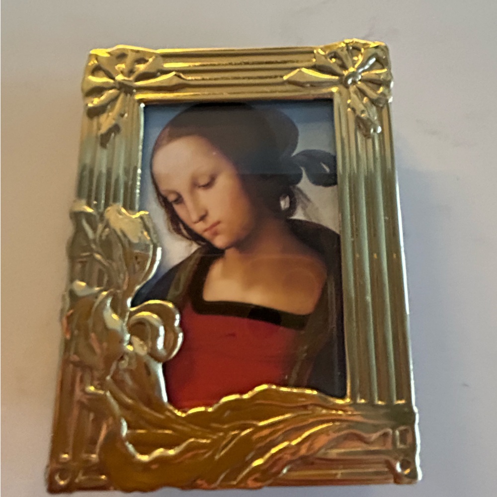 Vintage Miniature Brass Frame 3 x 3.5 Beautiful floral motif